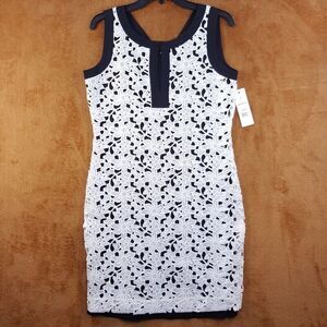 CLUNY Womens Dress Size 6 White Sheath Crochet Overlay Lined Sleeveless Bodycon